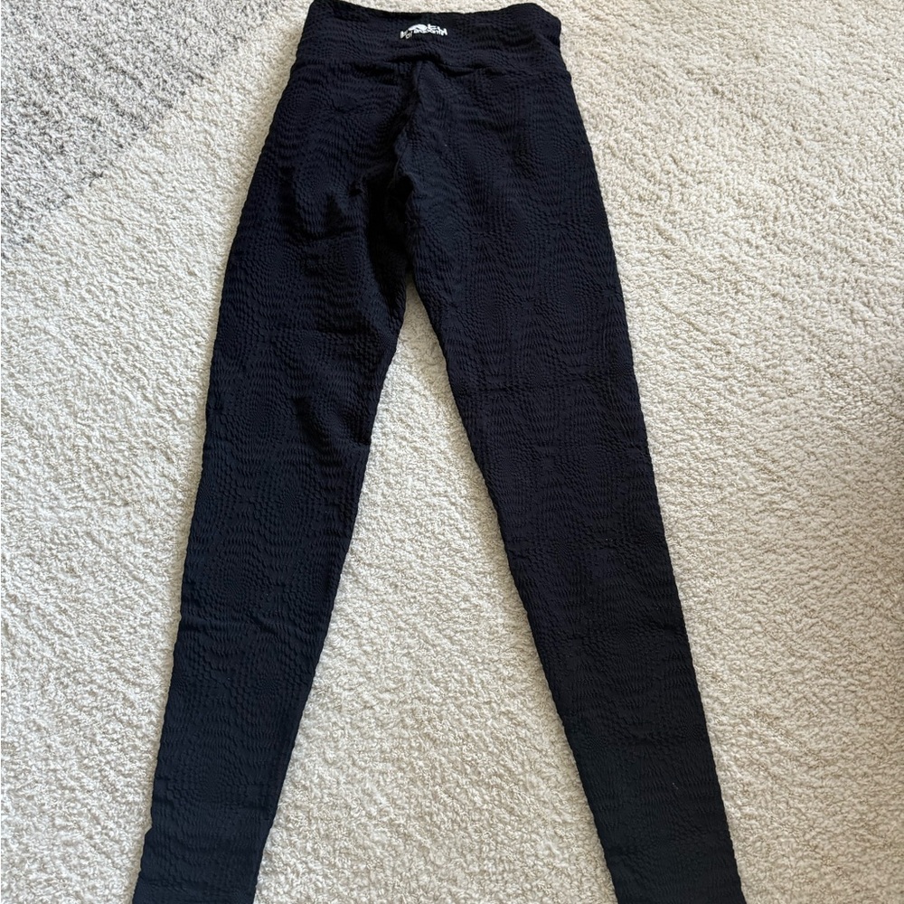 Black Textured Leggings